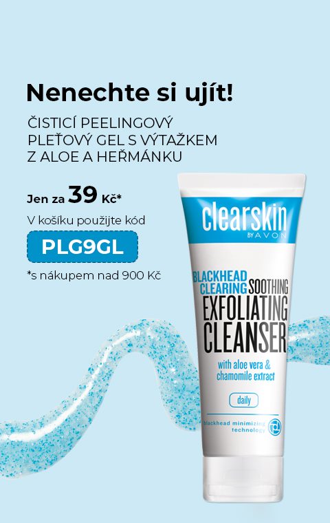 Čisticí peelingový pleťový gel s výtažkem z aloe a heřmánku jen za 39 Kč s nákupem nad 900 Kč. V košíku použijte kód PLG9GL